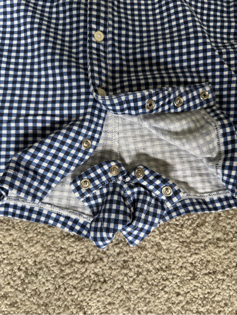 Ralph Lauren Navy and White Gingham Button-Down Shortall Size 24M - Picture 5 of 6